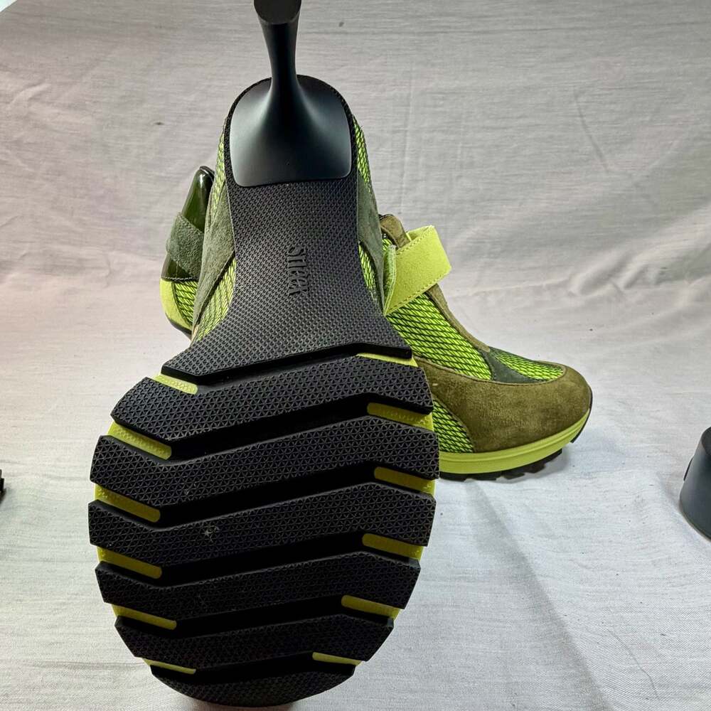 Sneex The Tepper Sneaker Heels in Green Suede and Mesh - Picture 11 of 11
